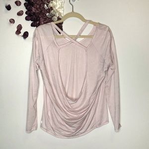 Zella Strappy Cross/Open Back Sheer Yoga Top